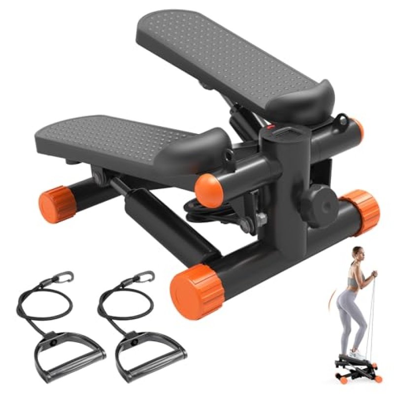 Full Stepper Mini Stepper With Resistance Bands, Portable Full Body Workout Stepper ...