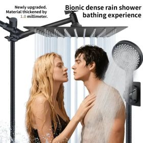 Luxury Bathroom Upgrade - 12-inch Square Shower Head With 3 Spray Modes & 11-inch Arm (Option: matteblack)